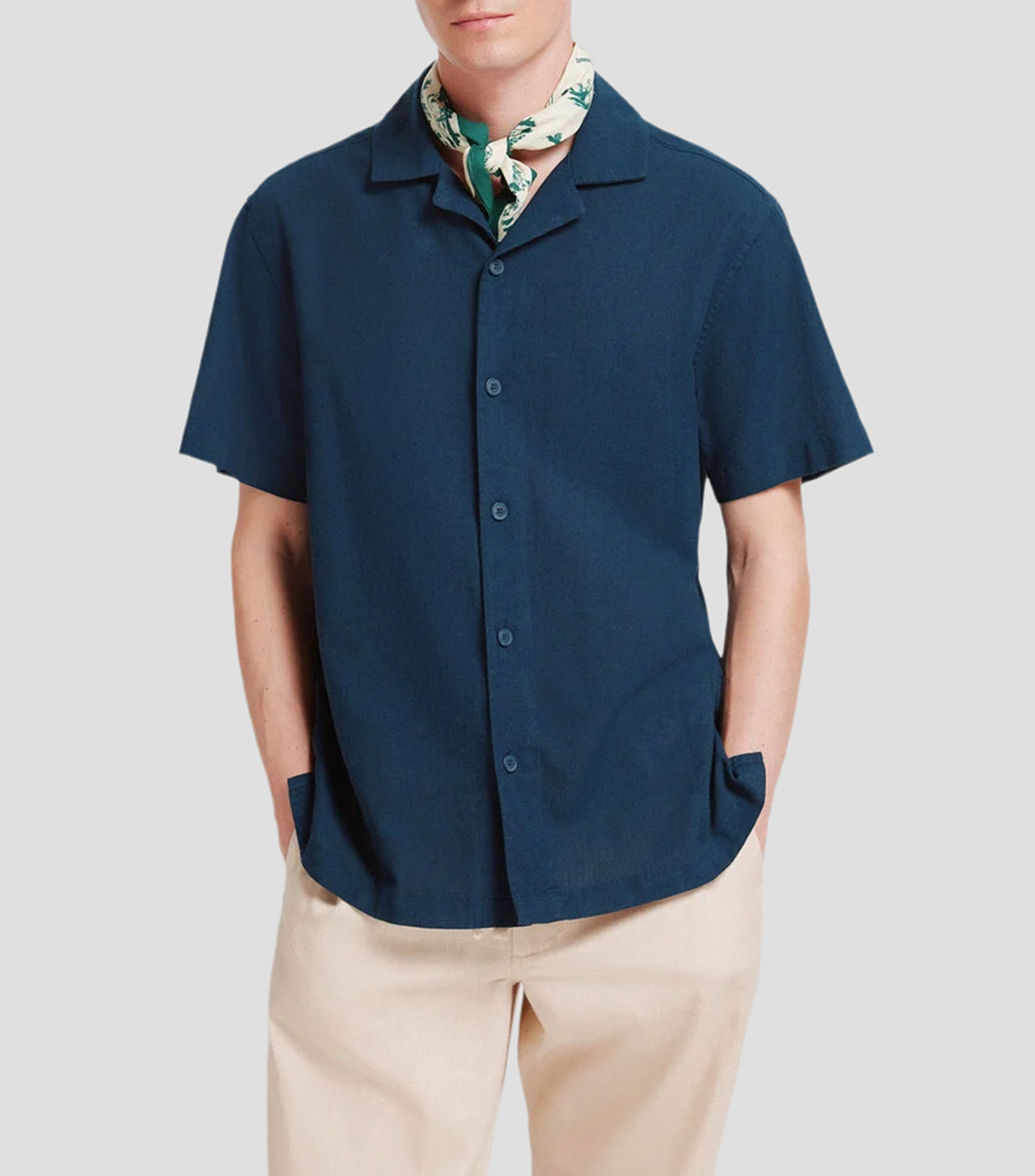 Camisa lisa manga corta Hombre